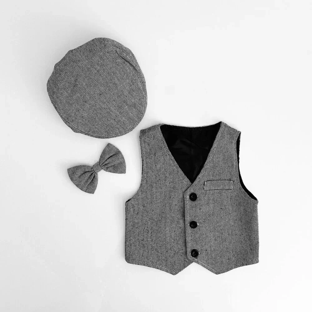 NWT Handsome Boys Oxford Button Down Dress Shirt Pants Matching Set Grey 18-24M